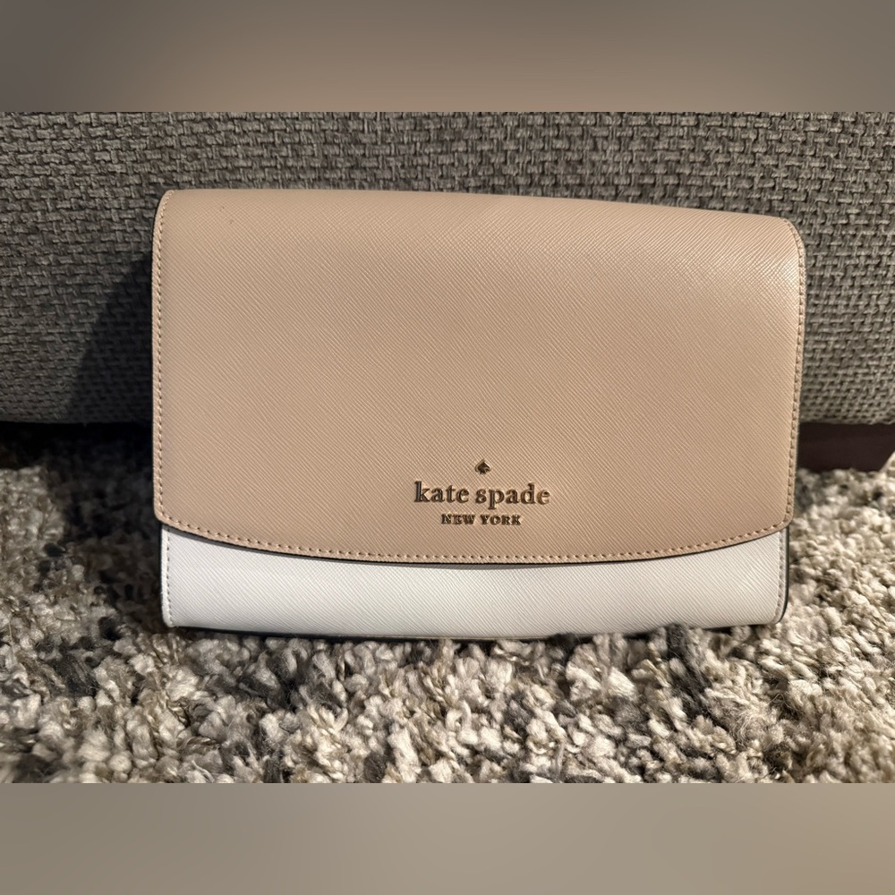 Kate Spade Tan and White Clutch